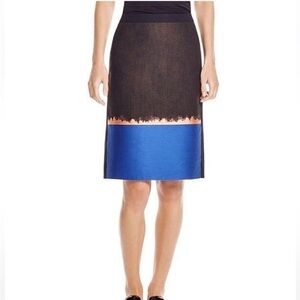 Hugo Boss Chic Colorblock Skirt - Black, Brown, and Blue